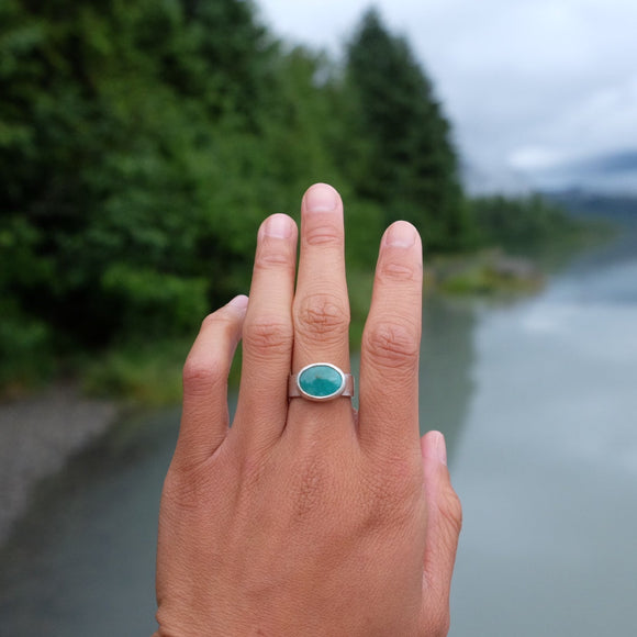 Turquoise Flat Band Ring - Size 7