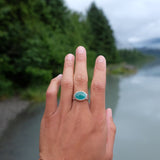 Turquoise Flat Band Ring - Size 7